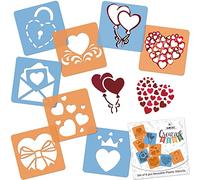 NAKLEO Plantillas para Dibujar para Niños, Set de 8 Stencil 15x15cm Amor Corazones, Modelos Creativo Plástico y Reutilizable para Pintar, DIY Decoración Artesanía, Papel Pared Madera Tejido