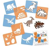 NAKLEO Plantillas para Dibujar para Niños, Set de 8 Stencil 15x15cm Dinosaurios, Creativo Modelos Plástico y Reutilizable para Pintar, DIY Decoración Artesanía, Papel Pared Madera Tejido