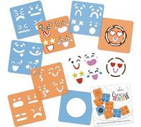 NAKLEO Plantillas para Dibujar para Niños, Set de 8 Stencil 15x15cm Emoticonos, Modelos Creativo Plástico y Reutilizable para Pintar, DIY Decoración Artesanía, Papel Pared Madera Tejido