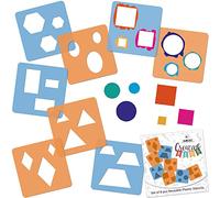 NAKLEO Plantillas para Dibujar para Niños, Set de 8 Stencil 15x15cm Figuras Geométricas, Modelos Creativo Plástico y Reutilizable para Pintar, DIY Decoración Artesanía, Papel Pared Madera Tejido