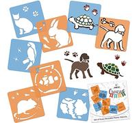 NAKLEO Plantillas para Dibujar para Niños, Set de 8 Stencil 15x15cm Mascotas, Modelos Creativo Plástico y Reutilizable para Pintar, DIY Decoración Artesanía, Papel Pared Madera Tejido