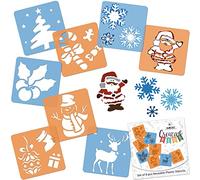 NAKLEO Plantillas para Dibujar para Niños, Set de 8 Stencil 15x15cm Navidad, Modelos Creativo Plástico y Reutilizable para Pintar, DIY Decoración Artesanía, Papel Pared Madera Tejido
