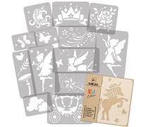 NAKLEO Plantillas para Pintar para Habitación Niños, 14 Stencil 9x12 a 23x34cm Magia Hadas Unicornio, Patrón Plástico y Reutilizable para Dibujar, DIY Arte Decoración, Pared Madera Muebles Tejido