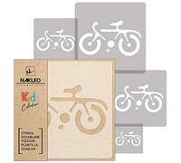 NAKLEO Plantillas para Pintar para Habitación Niños, 5 Stencil 9x9 a 34x34cm Bicicleta Ciclismo Montaje, Patrón Plástico y Reutilizable para Dibujar, DIY Arte Decoración, Pared Madera Muebles Tejido