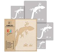 NAKLEO Plantillas para Pintar para Habitación Niños, 5 Stencil 9x9 a 34x34cm Gekon Lagartija Reptil, Patrón Plástico y Reutilizable para Dibujar, DIY Arte Decoración, Pared Madera Muebles Tejido