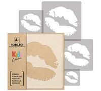 NAKLEO Plantillas para Pintar para Habitación Niños, 5 Stencil 9x9 a 34x34cm Labios Lápiz Labial Boca, Patrón Plástico y Reutilizable para Dibujar, DIY Arte Decoración, Pared Madera Muebles Tejido