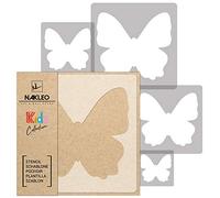 NAKLEO Plantillas para Pintar para Habitación Niños, 5 Stencil 9x9 a 34x34cm Mariposas Animal, Patrón Plástico y Reutilizable para Dibujar, DIY Arte Decoración, Pared Madera Muebles Tejido