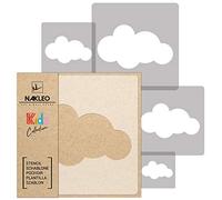 NAKLEO Plantillas para Pintar para Habitación Niños, 5 Stencil 9x9 a 34x34cm Nube Cloud Nimbus, Patrón Plástico y Reutilizable para Dibujar, DIY Arte Decoración, Pared Madera Muebles Tejido