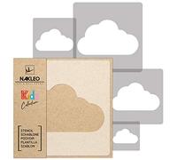NAKLEO Plantillas para Pintar para Habitación Niños, 5 Stencil 9x9 a 34x34cm Nube Cloud Nimbus, Patrón Plástico y Reutilizable para Dibujar, DIY Arte Decoración, Pared Madera Muebles Tejido