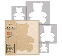NAKLEO Plantillas para Pintar para Habitación Niños, 5 Stencil 9x9 a 34x34cm Osos Peluche Toy, Patrón Plástico y Reutilizable para Dibujar, DIY Arte Decoración, Pared Madera Muebles Tejido