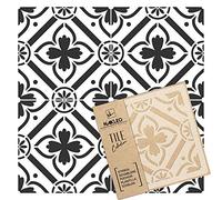 NAKLEO Romeira Tile Plantilla de plástico reutilizable - 10x10cm - Morisco Floral Español - Geométrico marroquí - Adoquín Bloque Concreto Piso Pared Pintura Plantilla Madera