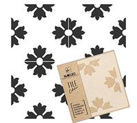NAKLEO Turiz Tile Plantilla de plástico reutilizable - 10x10cm - Español Floral Flor - Geométrico marroquí - Adoquín Bloque Concreto Piso Pared Pintura Plantilla Madera