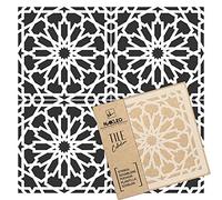 NAKLEO Vilar Tile Plantilla de plástico reutilizable - 25x25cm - Estrella Mora Española - Geométrico marroquí - Adoquín Bloque Concreto Piso Pared Pintura Plantilla Madera