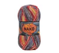 NAKO Boho Desen Sock Yarn - Ovillo de lana de 75 % lana, 25 % poliamida (100 g/400 m), hilo estampado jacquard para calcetines, suéteres, chales - 32841