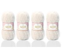 NAKO París, hilo de tejer, hilo de ganchillo, chal acrílico, hilo de bufanda - 4 madejas (bola) 40% acrílico premium - 60% poliamida cada madeja/ovillo 100 gr 268 yardas (Mushrooms 6383)