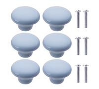 NAKUPENDA 6Pcs Pomos de Cerámica para Armario Tiradores de Cerámica Forma de Redondas Perillas de Muebles para Habitación Infantil,Cajones(Azul Claro)