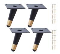 NAKUPENDA Patas de Muebles 4Pcs Patas de Muebles de Cono Inclinado Patas de Armario de Metal Patas de Mesa para Gabinete Silla Mesa de Café Sofá (10cm Altura,Negro y Dorado)