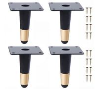 NAKUPENDA Patas de Muebles 4Pcs Patas de Muebles de Cono Vertical Patas de Armario de Metal Patas de Mesa para Gabinete Silla Mesa de Café Sofá (10cm Altura,Negro Dorado)