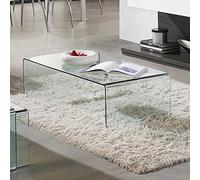 NAKURA - Mesa de Centro Cristal Curvado de una Pieza SAMíL, Transparente