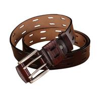 NALANY Cinturón De Cuero De Grano Completo De Alta Resistencia 3,5cm De Ancho Hebilla De Doble Punta, Dos Agujeros Hechos a Mano De Trabajo O Cinturones Casuales(105cm/41, Coffee)