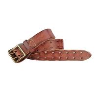 NALANY Cinturón De Trabajo para Hombre Cuero De Grano Completo Vintage Distressed 50mm De Ancho De Alta Resistencia 2 Agujeros Jeans Cinturones(115cm/waist:39", Brown)