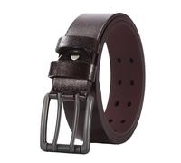 NALANY Cinturones De Cuero para Hombre Punta Doble,Hebilla De Rodillo De 2 Agujeros con Ojal Cinturón Vintage Hecha A Mano para Jeans, Trabajo Casual Y De Negocios(120cm/waist:40"~42", Coffee)