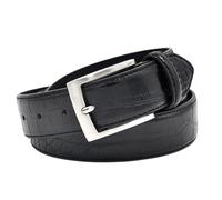 NALANY Cinturones Piel De Cocodrilo Espina Dorsal Patrón Correa De Cuero Hombres Cinturónen en Relieve Hebilla De 34mm De Ancho Para El Trabajo De Negocios Y Casual(100cm/waist:33", Black)