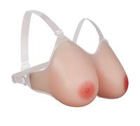 NALANY Senos De Silicona con Correa para El Hombro Pecho Falso Strap-On Señoras Falsos Breastplate Waterdrop Mastectomía Prótesis Transgénero Travesti Cosplay(500g/Piece, Nude)