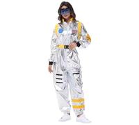 NaLatia Disfraces de carnaval para mujer y hombre, astronauta, espacio exterior, mono para carnaval, juego completo con detalles de casco, disfraz de escenario, disfraz para grupos de fiesta