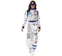 NaLatia Disfraces de carnaval para mujer y hombre, astronauta, espacio exterior, mono para carnaval, juego completo con detalles de casco, disfraz de escenario, disfraz para grupos de fiesta