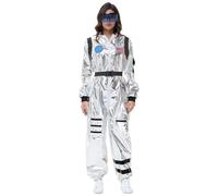 NaLatia Disfraces de carnaval para mujer y hombre, astronauta, espacio exterior, mono para carnaval, juego completo con detalles de casco, disfraz de escenario, disfraz para grupos de fiesta