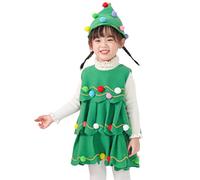 NaLatia Vestido de Árbol de Navidad para Niñas,Accesorios de vestir,Gorro y Vestido de Árbol de Navidad,Actuación de Navidad Show Cosplay Dress Up