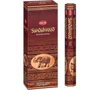 NALE. Incienso HEM de Sándalo (Sandalwood) - 6 Cajas de 20 Varillas (120 g Total) - Incienso Artesanal de la India para Meditación, Relajación, Yoga y Limpieza Energética del Hogar.