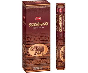NALE. Incienso HEM de Sándalo (Sandalwood) - 6 Cajas de 20 Varillas (120 g Total) - Incienso Artesanal de la India para Meditación, Relajación, Yoga y Limpieza Energética del Hogar.