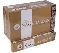 NALE. Vijayshree Golden Nag Chandan Incienso Masala Agarbathi, Pack de 12 Cajas de 15g (Chandan)