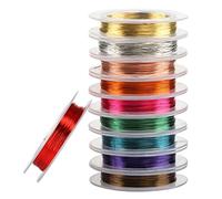 Naler 10 rollos de alambre de cobre, 0,3 mm de alambre de cobre mezclado para manualidades, bisutería, 10 metros / rollo