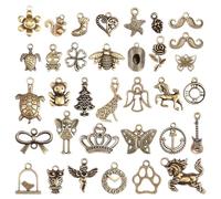 Naler 100 colgantes de bronce antiguo con estilos mixtos para hacer joyas, pulseras, collares, pendientes, accesorios de decoración de manualidades, Bronce
