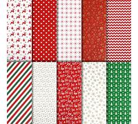 Naler 100 Hojas de Papel de Seda Navidad Papel de Colores para Manualidades Envolver Regalo Decoración (10 Estilos)
