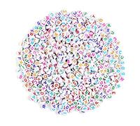 Naler 1200 4x7mm Cuentas Redondas de Acrílico con Letras Blancas Redondas Coloridas del Alfabeto para Hacer Joyas Pulseras Collares Artesanía DIY
