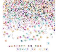 Naler 1200 Abalorios Letras Cuadradas de Colores Cuentas Alfabeto para Pulseras DIY Manualidades(6mm, 26 Letras)