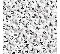 Naler 1200 Abalorios Letras Redondas Cuentas Alfabeto para Pulseras DIY Manualidades(6mm, 26 Letras)