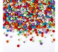 Naler 1200 Abalorios Letras Redondas de Colores Cuentas Alfabeto para Pulseras DIY Manualidades(7mm, 26 Letras)