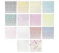 Naler 2310 Gemas Brillantes Autoadhesivas Diamantes de Colores para Cara Uñas 14 hojas Pegatinas para Manualidades Purpurina Decorativa de Maquillaje (3-4-5-6 mm)