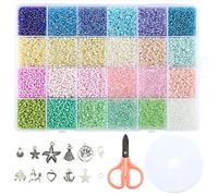 Naler 24000 Cuentas de Colores 2mm Mini Cuenta Kit de Abalorios de Cristal para Manualidades de Pulseras Collares Aretes Bisutería (24 Colores, Color Claro)