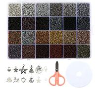 Naler 24000 Cuentas de Colores 2mm Mini Cuentas y Abalorios Cristal para DIY Pulseras Collares Bisutería (24 Colores, Color Café)