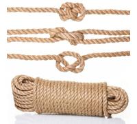 Naler Cuerda de cáñamo 25 m 6 mm, 100% Yute Natural, 4 Capas de Cuerda Gruesa para Barcos, Barras de arañar de Animales, Manualidades, Embalaje de Regalo, jardinería y floristería
