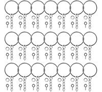 Naler Juego de 120 Piezas Llaveros con Cadena + Anillas Abiertas + Pasadores de Tornillo para Manualidades DIY (25 mm de Diámetro)