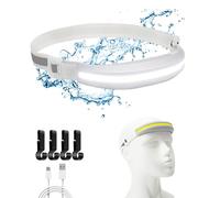 Nalezuns Linterna frontal LED recargable, linterna frontal 230°, ultra gran angular, IPX4, resistente al agua, 4 modos de luz, faro LED para correr, camping, senderismo (blanco)