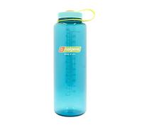 Nalgene Sustain Tritan Botella de agua sin BPA fabricada con material derivado del 50% de residuos de plástico, 48 onzas, boca ancha, cerúleo