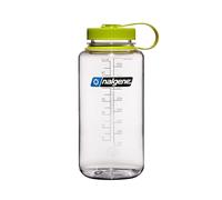 Nalgene Sustain Tritan - Botella de agua sin BPA hecha con material derivado del 50% de residuos de plástico, 32 onzas, boca ancha, transparente